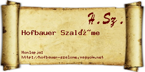 Hofbauer Szalóme névjegykártya
